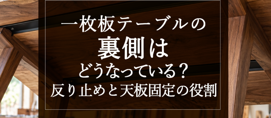 一枚板テーブルの裏側はどうなっている？反り止めと天板固定の役割